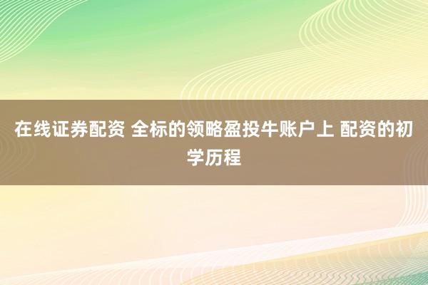 在线证券配资 全标的领略盈投牛账户上 配资的初学历程