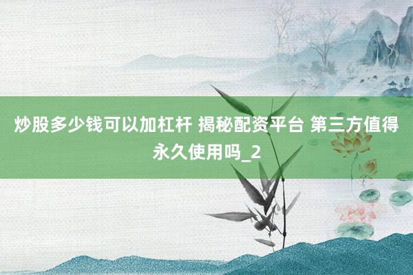 炒股多少钱可以加杠杆 揭秘配资平台 第三方值得永久使用吗_2