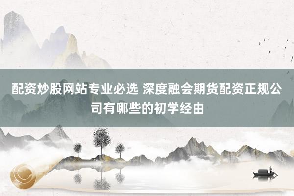 配资炒股网站专业必选 深度融会期货配资正规公司有哪些的初学经由