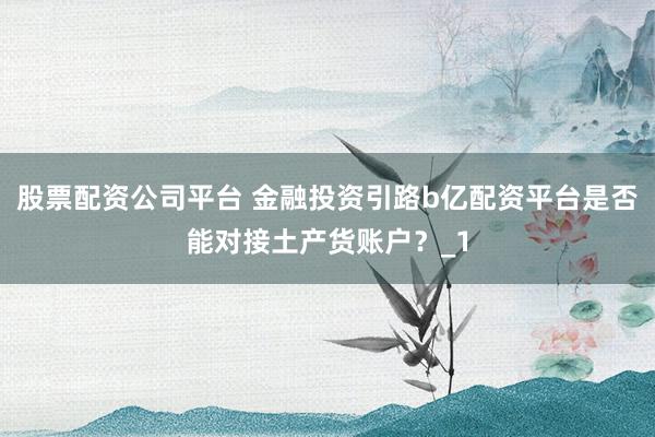股票配资公司平台 金融投资引路b亿配资平台是否能对接土产货账户？_1