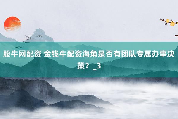 股牛网配资 金钱牛配资海角是否有团队专属办事决策？_3