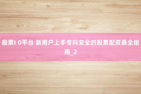 股票t 0平台 新用户上手专科安全的股票配资最全指南_2