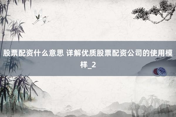 股票配资什么意思 详解优质股票配资公司的使用模样_2