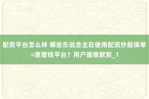 配资平台怎么样 哪些东说念主在使用配资炒股保举=惠管钱平台？用户画像默契_1