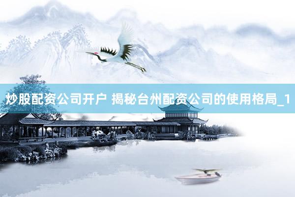 炒股配资公司开户 揭秘台州配资公司的使用格局_1