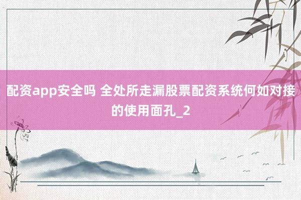 配资app安全吗 全处所走漏股票配资系统何如对接的使用面孔_2