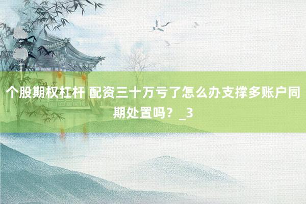 个股期权杠杆 配资三十万亏了怎么办支撑多账户同期处置吗？_3