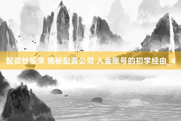 配资炒股来 揭秘配资公司 入金账号的初学经由_4