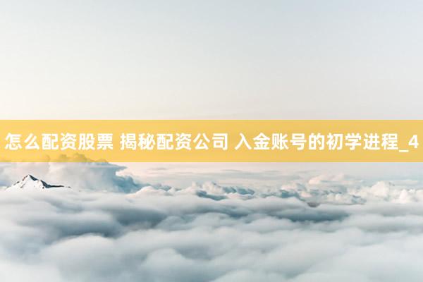 怎么配资股票 揭秘配资公司 入金账号的初学进程_4