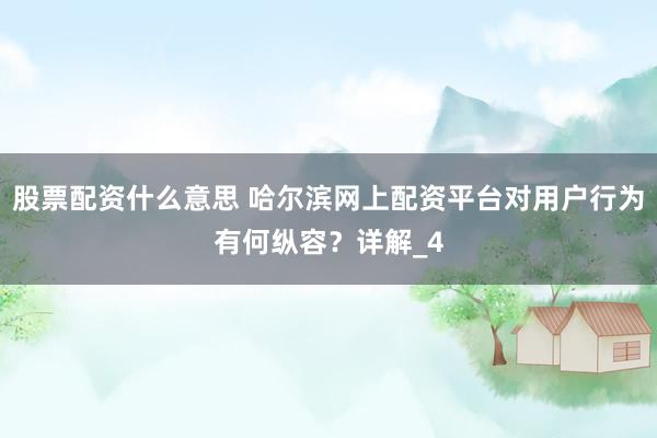 股票配资什么意思 哈尔滨网上配资平台对用户行为有何纵容？详解_4