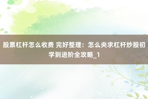 股票杠杆怎么收费 完好整理：怎么央求杠杆炒股初学到进阶全攻略_1
