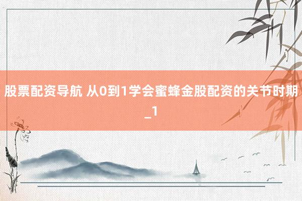 股票配资导航 从0到1学会蜜蜂金股配资的关节时期_1
