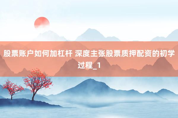 股票账户如何加杠杆 深度主张股票质押配资的初学过程_1