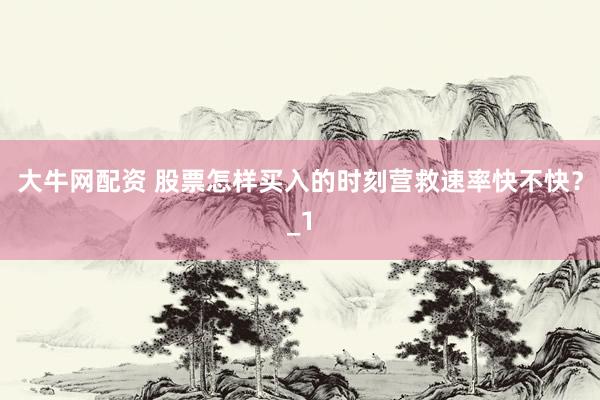 大牛网配资 股票怎样买入的时刻营救速率快不快？_1