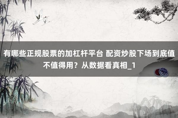 有哪些正规股票的加杠杆平台 配资炒股下场到底值不值得用？从数据看真相_1