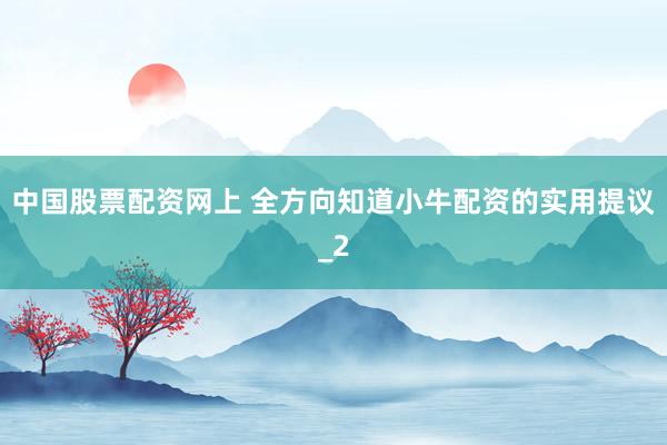 中国股票配资网上 全方向知道小牛配资的实用提议_2