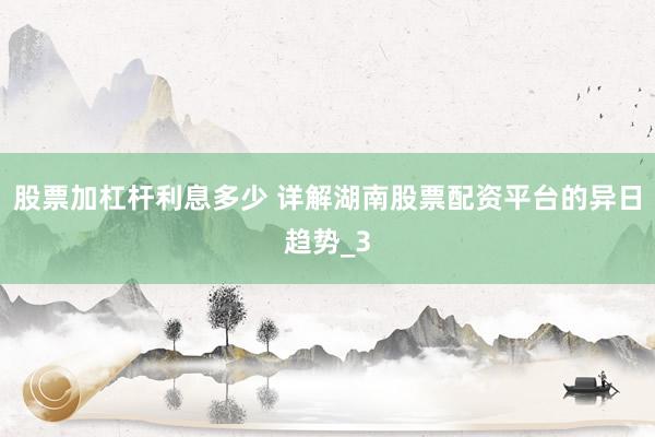 股票加杠杆利息多少 详解湖南股票配资平台的异日趋势_3