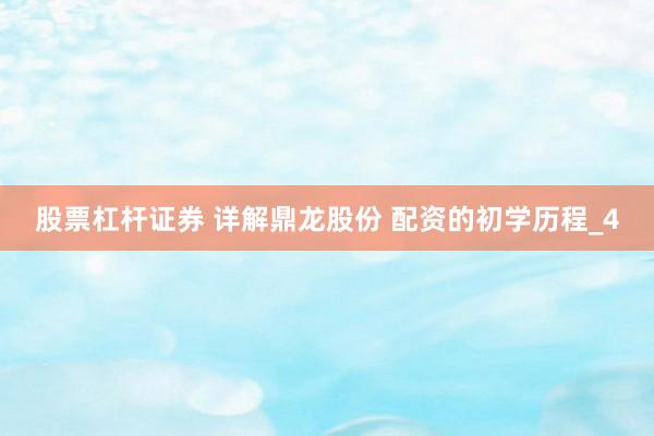 股票杠杆证券 详解鼎龙股份 配资的初学历程_4