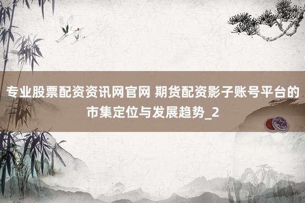 专业股票配资资讯网官网 期货配资影子账号平台的市集定位与发展趋势_2