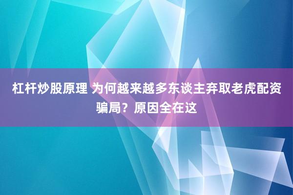 杠杆炒股原理 为何越来越多东谈主弃取老虎配资骗局？原因全在这