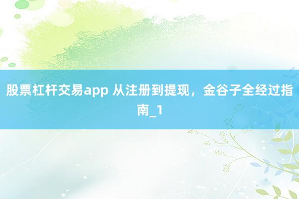 股票杠杆交易app 从注册到提现，金谷子全经过指南_1