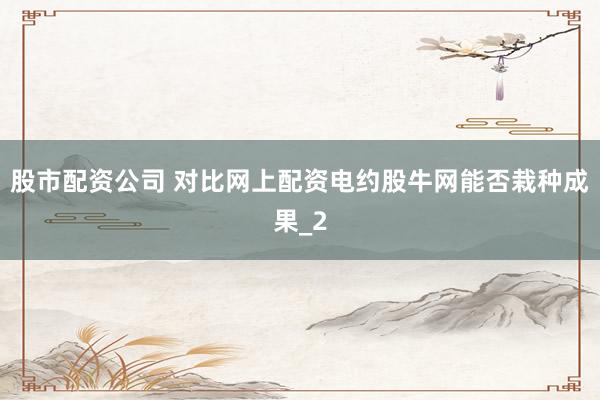 股市配资公司 对比网上配资电约股牛网能否栽种成果_2