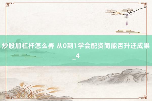 炒股加杠杆怎么弄 从0到1学会配资简能否升迁成果_4