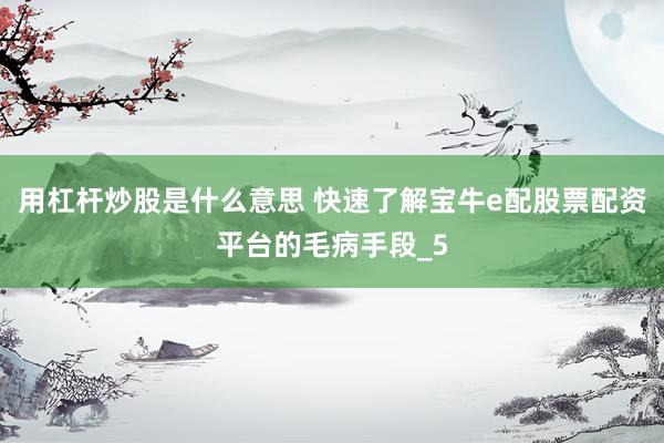 用杠杆炒股是什么意思 快速了解宝牛e配股票配资平台的毛病手段_5