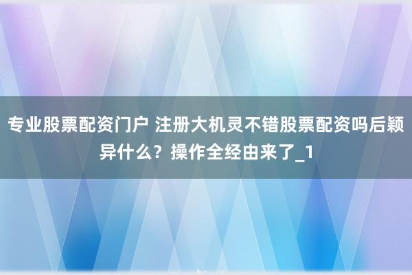专业股票配资门户 注册大机灵不错股票配资吗后颖异什么？操作全经由来了_1