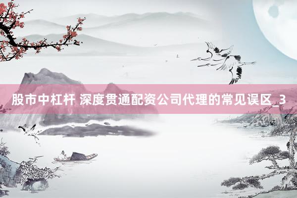股市中杠杆 深度贯通配资公司代理的常见误区_3