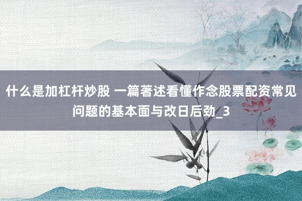 什么是加杠杆炒股 一篇著述看懂作念股票配资常见问题的基本面与改日后劲_3