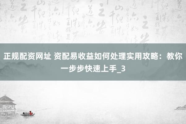 正规配资网址 资配易收益如何处理实用攻略：教你一步步快速上手_3