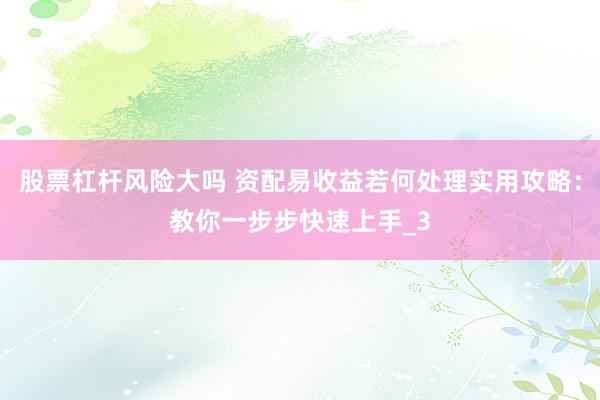 股票杠杆风险大吗 资配易收益若何处理实用攻略:教你一步步快速上手_3