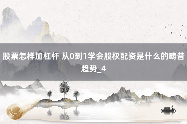 股票怎样加杠杆 从0到1学会股权配资是什么的畴昔趋势_4