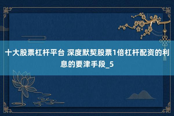 十大股票杠杆平台 深度默契股票1倍杠杆配资的利息的要津手段_5